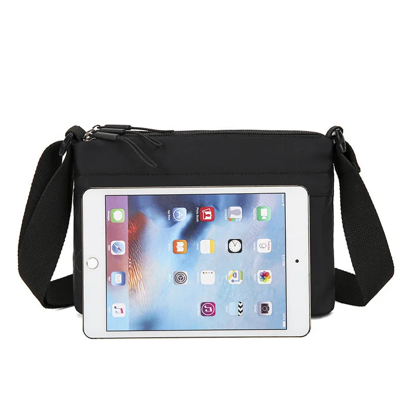 Women S Oxford Cloth Waterproof Crossbody Bag Three Zipper Large Capacity Shoulder Multi-Layer