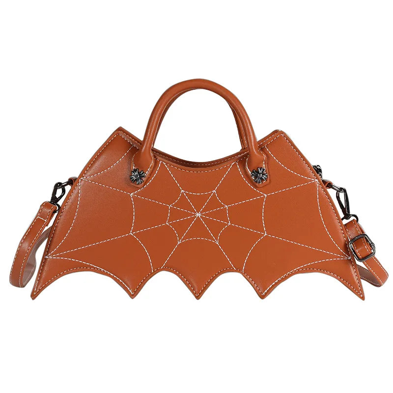 Bat-Shaped PU Leather Crossbody Handbag – Gothic Halloween Shoulder Bag for Women