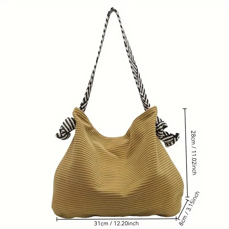 Velvet Shoulder Bag for Women – Soft Wide Strap Casual Handbag