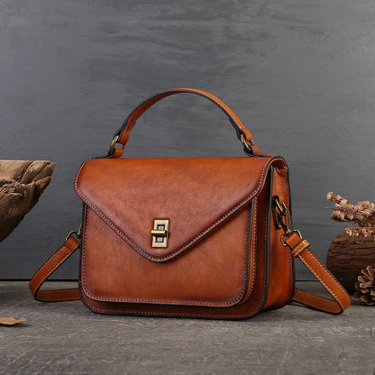 Top-Grain Cowhide Lady S Hand-Held Vintage Messenger Bag Envelope Bag Genuine Leather