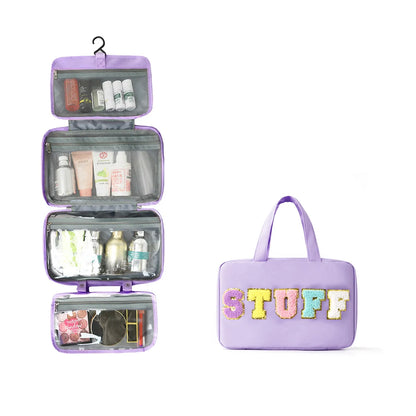 Four-Fold Dry-Wet Separation Toiletry Bag Hanging One-Piece Storage Large-Capacity Hook Portable
