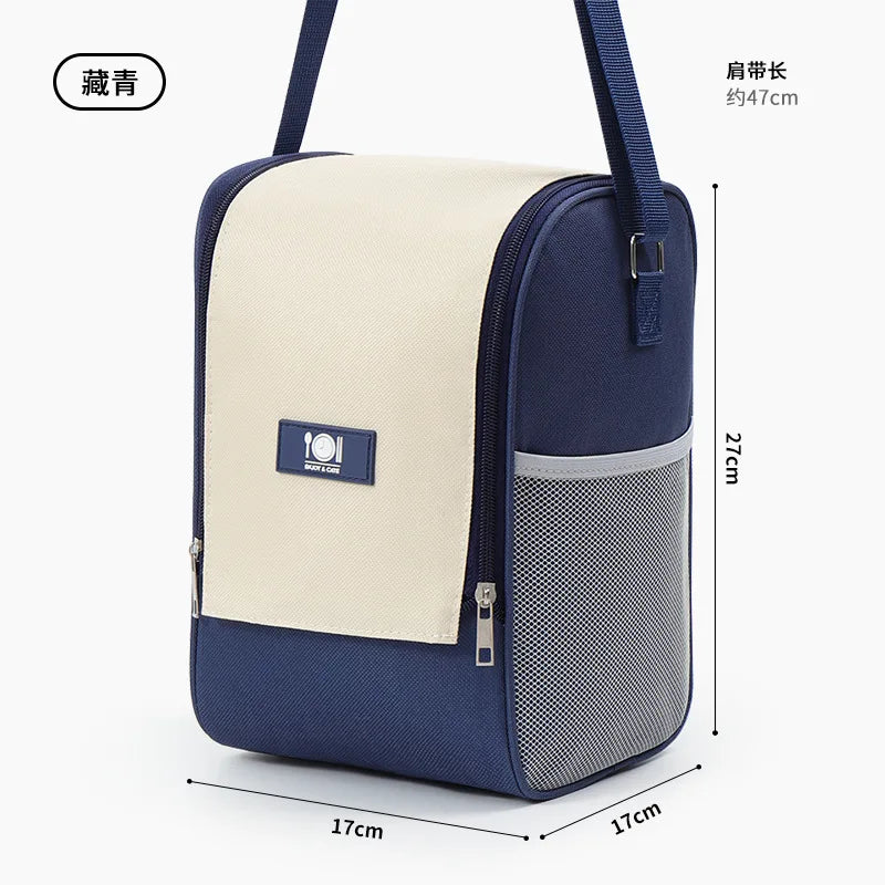 Round Lunch Box Bag Carry Thermal Insulation Thick Aluminum Foil Protect Work Zipper Outdoor