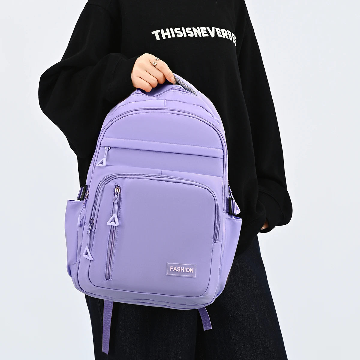 Simple Candy Colored Gentle Backpack Lightweight Load Reducing Multi-Layer Storage Student School