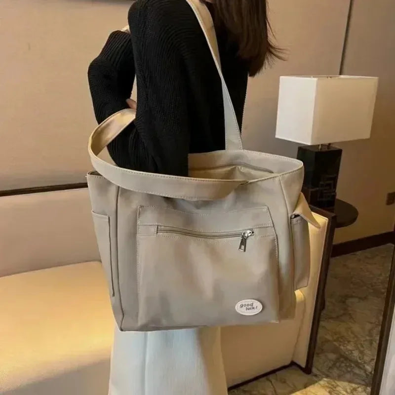 Canvas Tote Bag – Large Capacity Women's Shoulder & Commuter Handbag