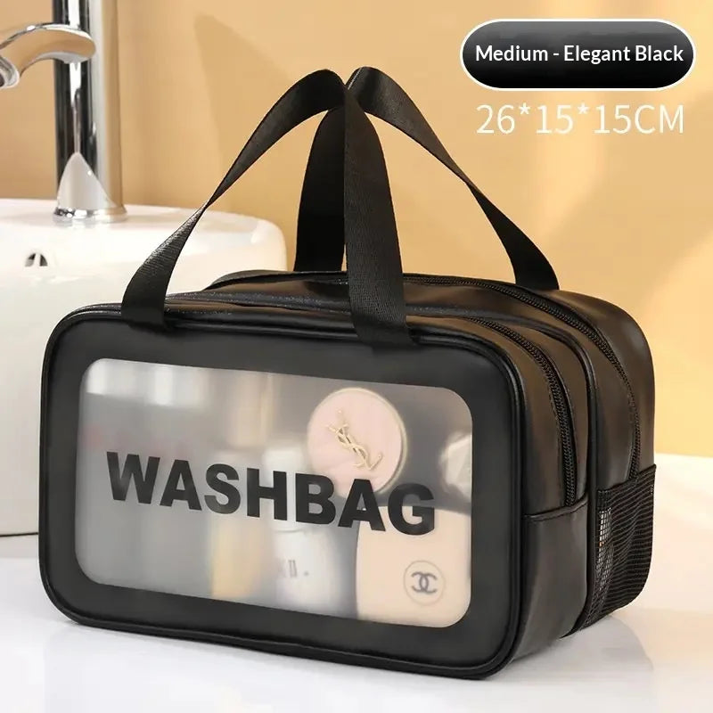 Homefish Large Capacity Transparent Dry Wet Separation Double-Layer Washbag Frosted Travel Portable