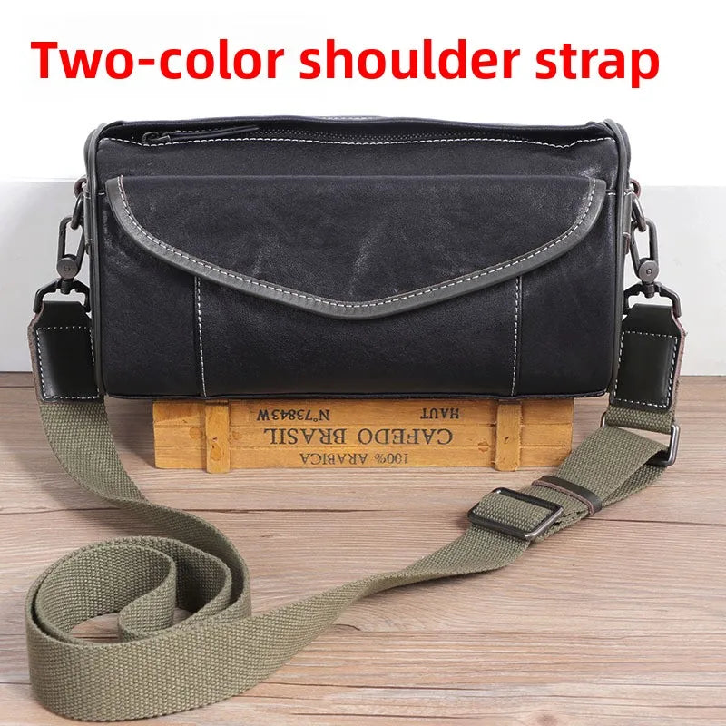 Men S Genuine Leather Crossbody Bag Vegetable-Tanned Cowhide Single-Shoulder Bag