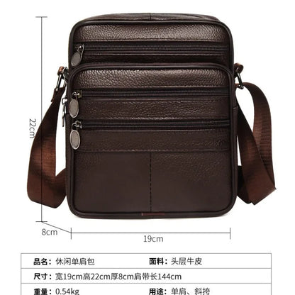 Real Leather Men S Cross-Body Bag Casual All Shoulder Cowhide Backpack Large Capacity Mobile Phone