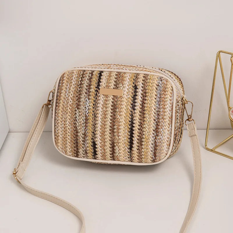 Straw Woven Crossbody Bag Women Colorful Boho Shoulder Bag