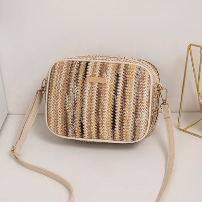 Straw Woven Crossbody Bag Women Colorful Boho Shoulder Bag