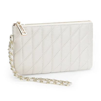 Leather Clutch Bag Women S Diamond Check Embroidered Long Wallet Multi-Functional Mobile Phone