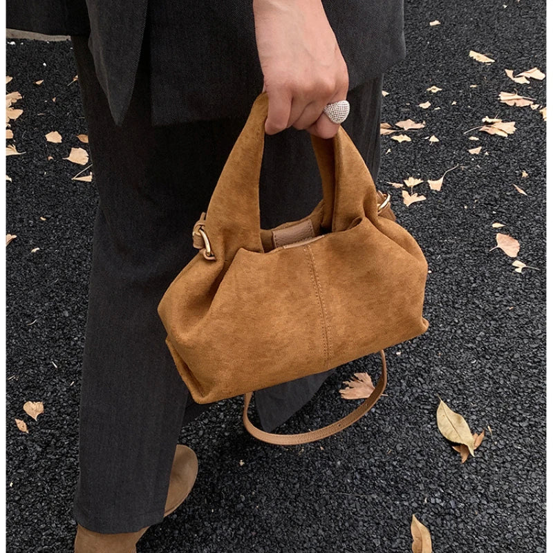 French Cloud Dumpling Bags Brand Design Frosted Handbag Lunch Box Bag Retro Magnetic Clasp Shoulder
