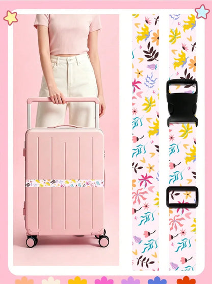 Cute Print Travel Luggage Belt Buckle Adjustable Luggage Strap Suitcase - Soft