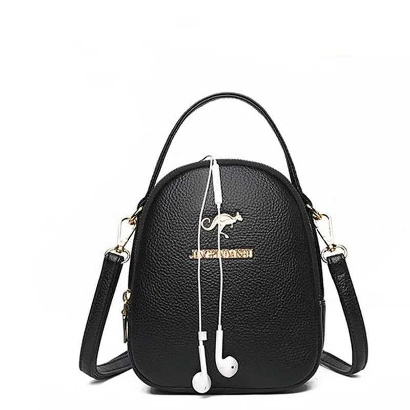 PU Leather Mini Tote Bag for Women – Dual Zip Crossbody