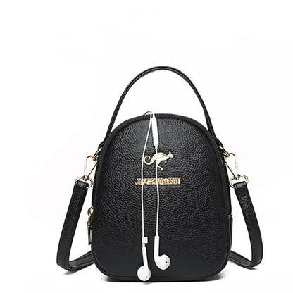 PU Leather Mini Tote Bag for Women – Dual Zip Crossbody