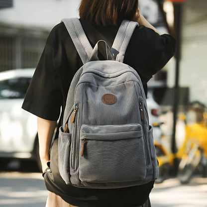 Women's Corduroy Backpack – Large Capacity Casual Daypack