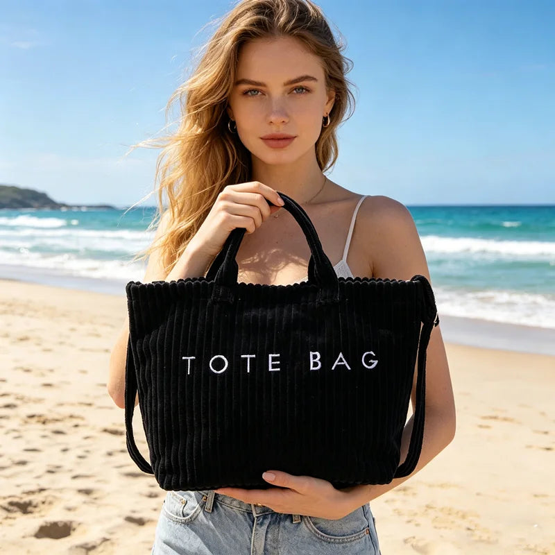 Corduroy Tote Bag Your Perfect Summer Companion Crossbody Blending Soft Texture Spacious Design