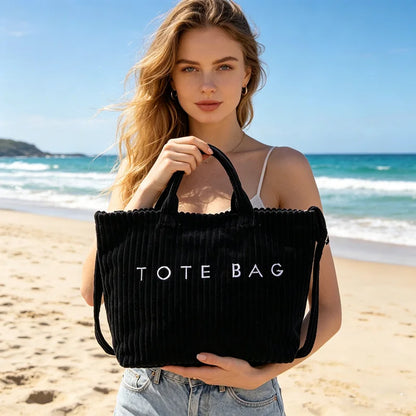 Corduroy Tote Bag Your Perfect Summer Companion Crossbody Blending Soft Texture Spacious Design