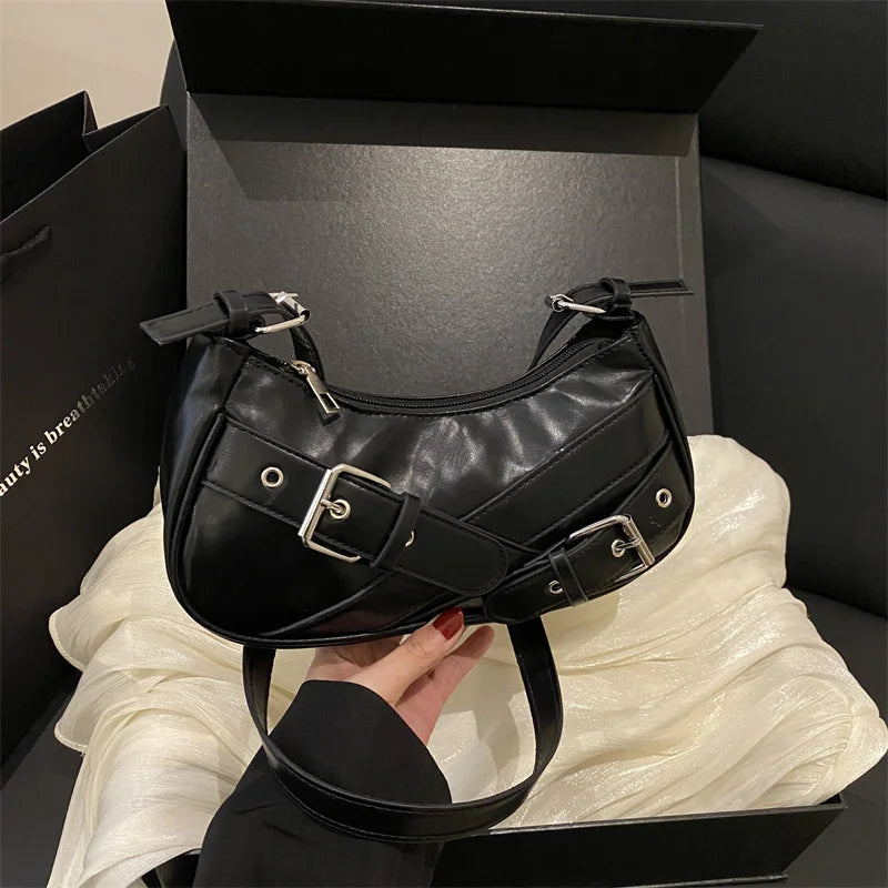 Y2K Vintage PU Leather Crossbody Bag – Women's Mini Shoulder Clutch