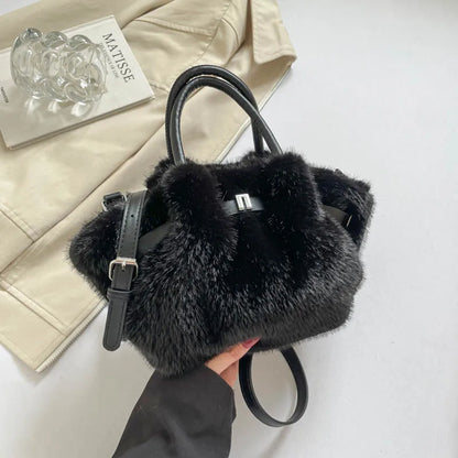 Faux Mink Fur Plush Tote Bag for Women