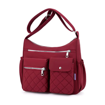 Quilted Shoulder Bag for Women – Multi-Pocket Crossbody Tote Purse