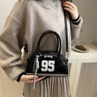 Retro Pu Leather Sporty Tote Bag Handbag Shoulder Crossbody Bag Woven Tassel Charm Streetwear Casual
