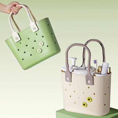 Perforated Beach Handbag – Waterproof Hollow Tote Basket Bag