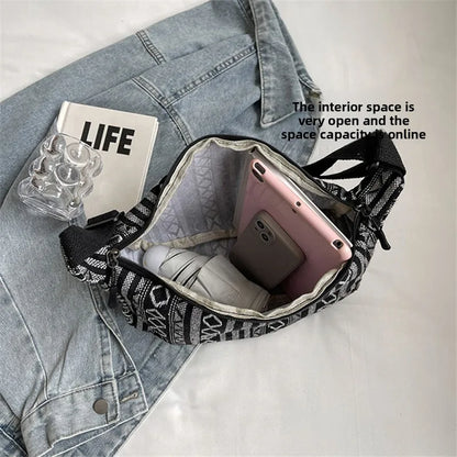 Boho Ethnic Canvas Crossbody Bag for Women – Casual Shoulder Purse