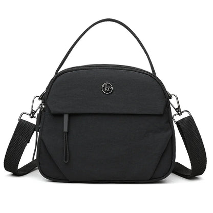 Fashiona Nylon Crossbody Bags Top Handle Bag Adjustable Wide Strap Multi Zipper Pockets Lightweight