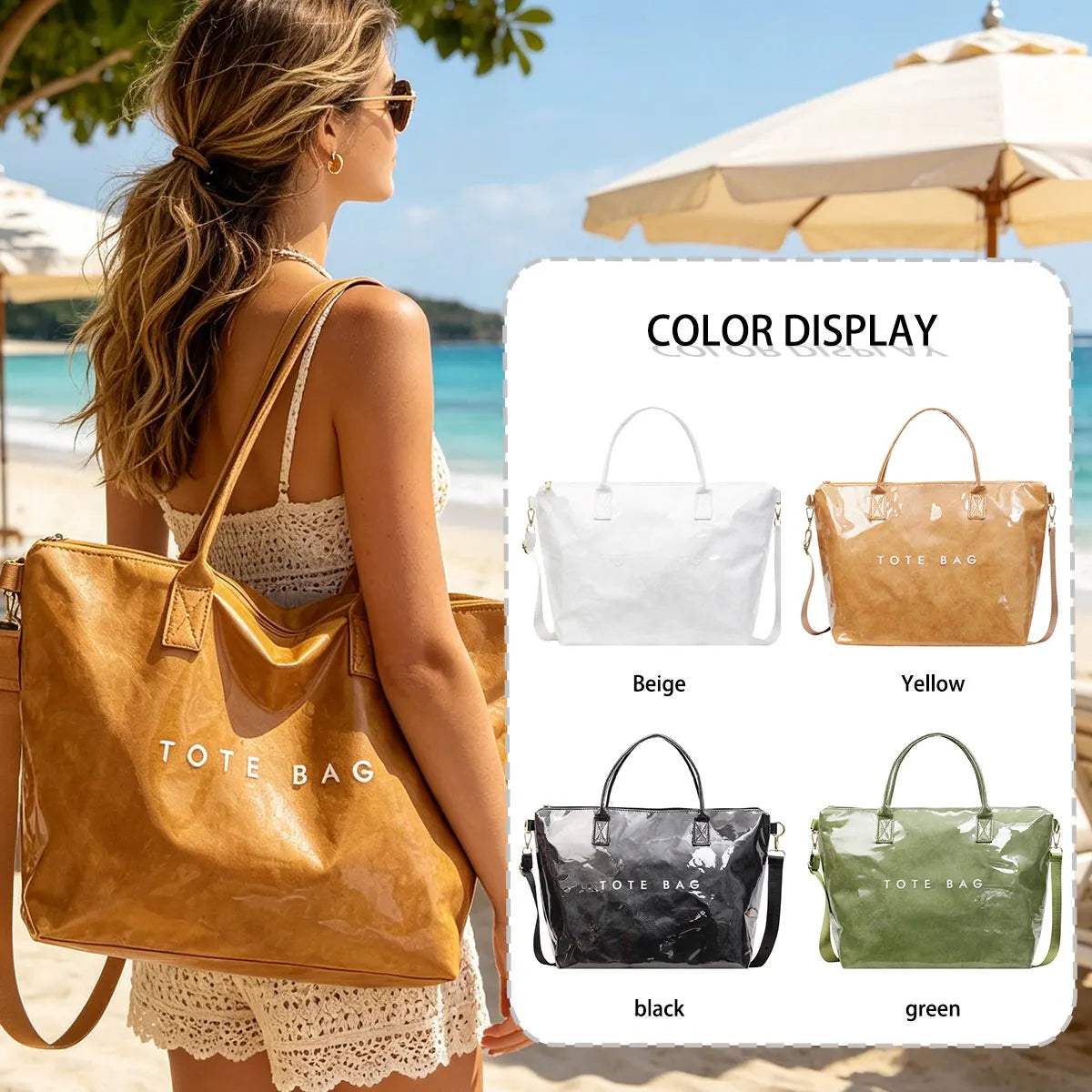 Trendy Personalized Large Capacity Transparent Pvc Tote Bag Outdoor Waterproof Jelly Daily Travel