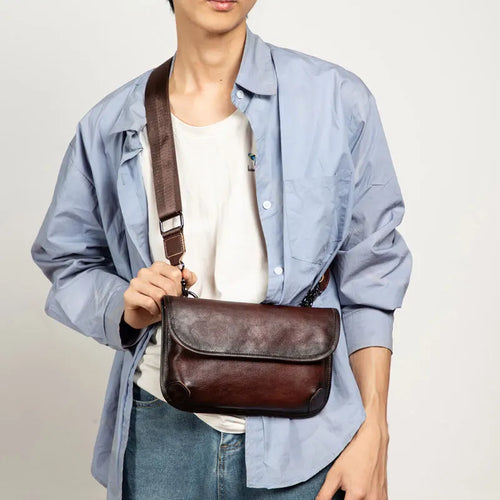 Leather Shoulder Crossbody Bag Casual Men S Envelope Vintage Head Layer Cowhide Large Capacity