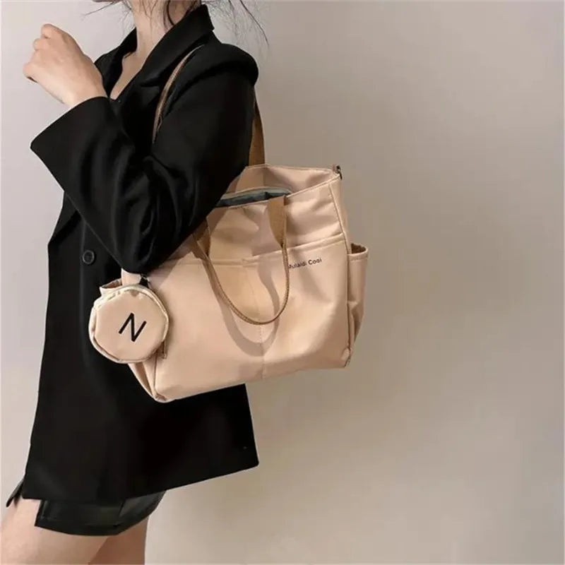 Large Canvas Tote Bag for Women with Mini Coin Purse