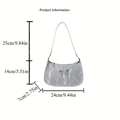 Bow Shoulder Bag – Women's Trendy Underarm Handbag with Metal Bow