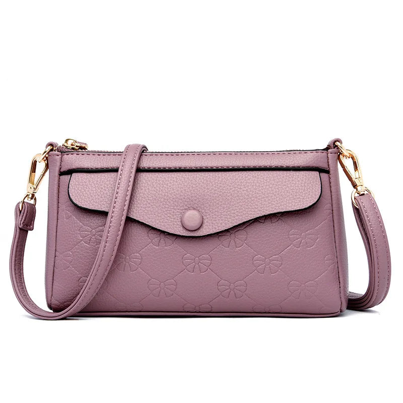 Button-Zippered Single-Shoulder Envelope Bag Large-Capacity Waterproof Soft Leather Women S