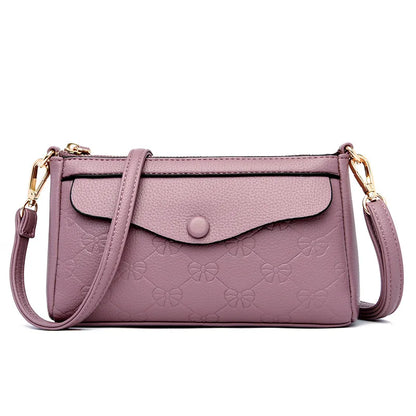 Button-Zippered Single-Shoulder Envelope Bag Large-Capacity Waterproof Soft Leather Women S