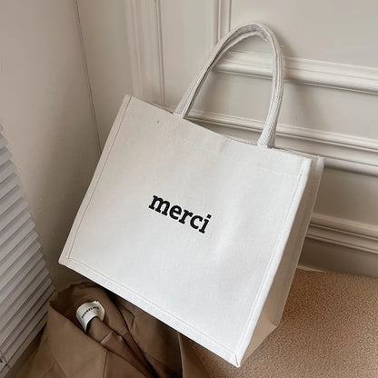 Large Canvas Tote Bag with Double Thick Handles for Women