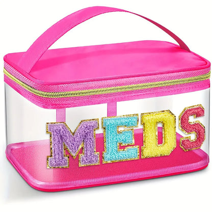 Embroidered Storage Bag Pvc Transparent Letter Makeup Bag Large-Capacity Makeup Bag