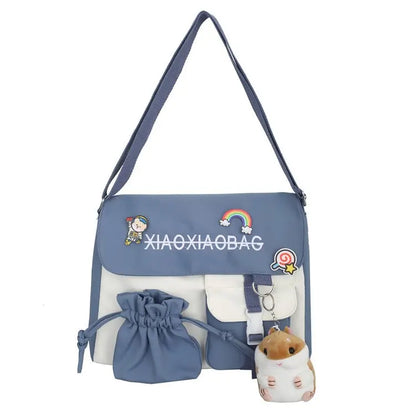 Simple Canvas Messenger Bag Large Capacity Crossbody Bag Trendy Flap Shoulder Bag