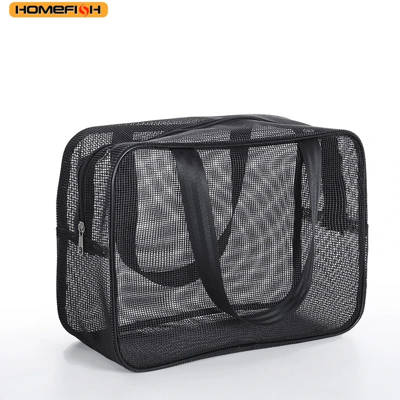 Homefish Large-Capacity Mesh Cosmetic Storage Bag Portable Multifunctional Toiletry Organizer Tote