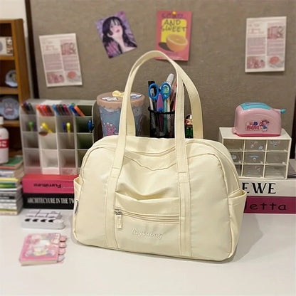 Large Capacity Tote Bag with Plush Charm & Multi Pockets
