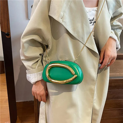 Mini Oval Handbags Golden Curved Handles Luxury Small Crossbody Purses