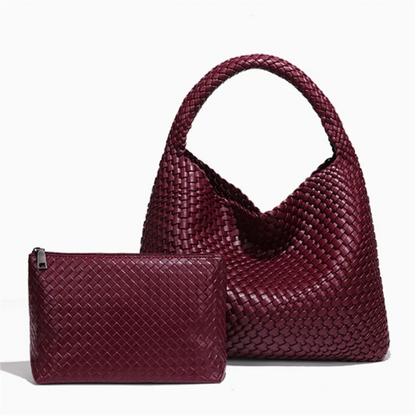Chic Large Capacity Weave Tote Bag Soft Leather Intrecciato Handbag Shoulder Bags Women S Work