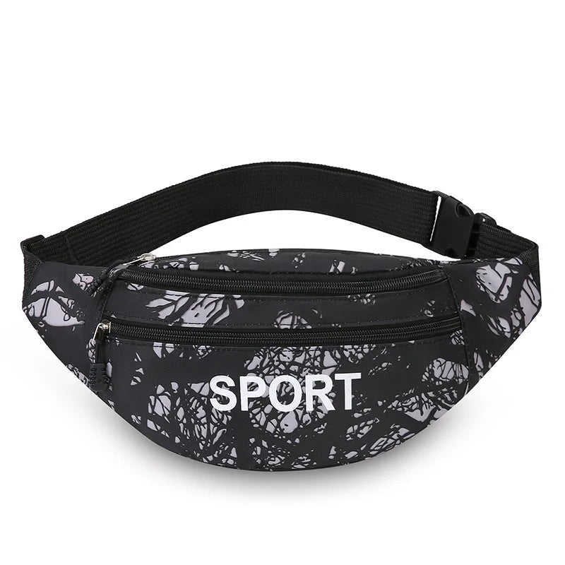 Men S Mobile Phone Waist Bag Letter Graffiti Single-Shoulder Crossbody Bag Large-Capacity Nylon