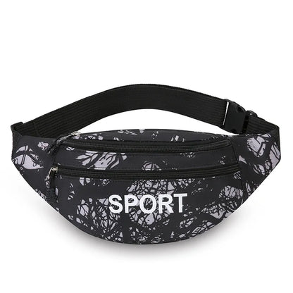 Men S Mobile Phone Waist Bag Letter Graffiti Single-Shoulder Crossbody Bag Large-Capacity Nylon