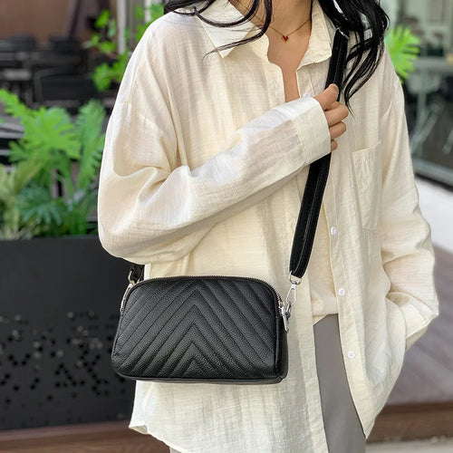 Head Layer Cowhide Women S Rhombus Shoulder Crossbody Bag Large Capacity