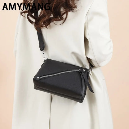 Genuine Leather Crossbody Bag – Women's 3-Layer Shoulder Purse