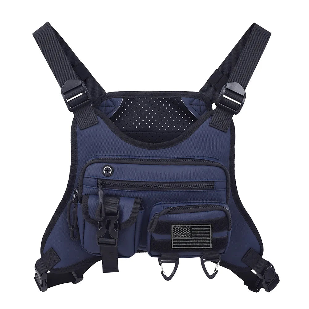 Outdoor Sports Chest Bag Oxford Fabric Cycling Breathable Vest Waistcoat Tactical Back Chest Bag