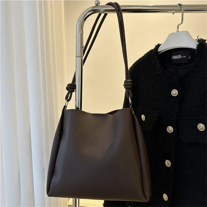 Leather Bucket Tote Bag – Women's Crossbody Shoulder Bag