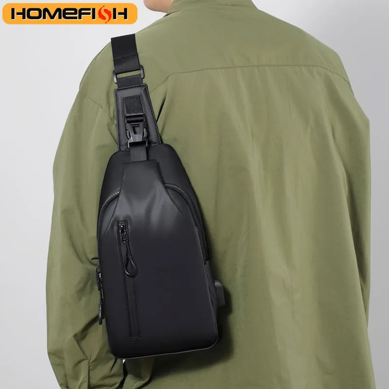 Homefish Lightweight Multifunctional Shoulder Crossbody Bag Usb Charging Large Capacity Chest Bag