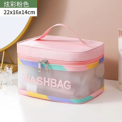 Waterproof Makeup Bag Portable Large Capacity Transparent Colorful Toiletries Travel Cosmetics