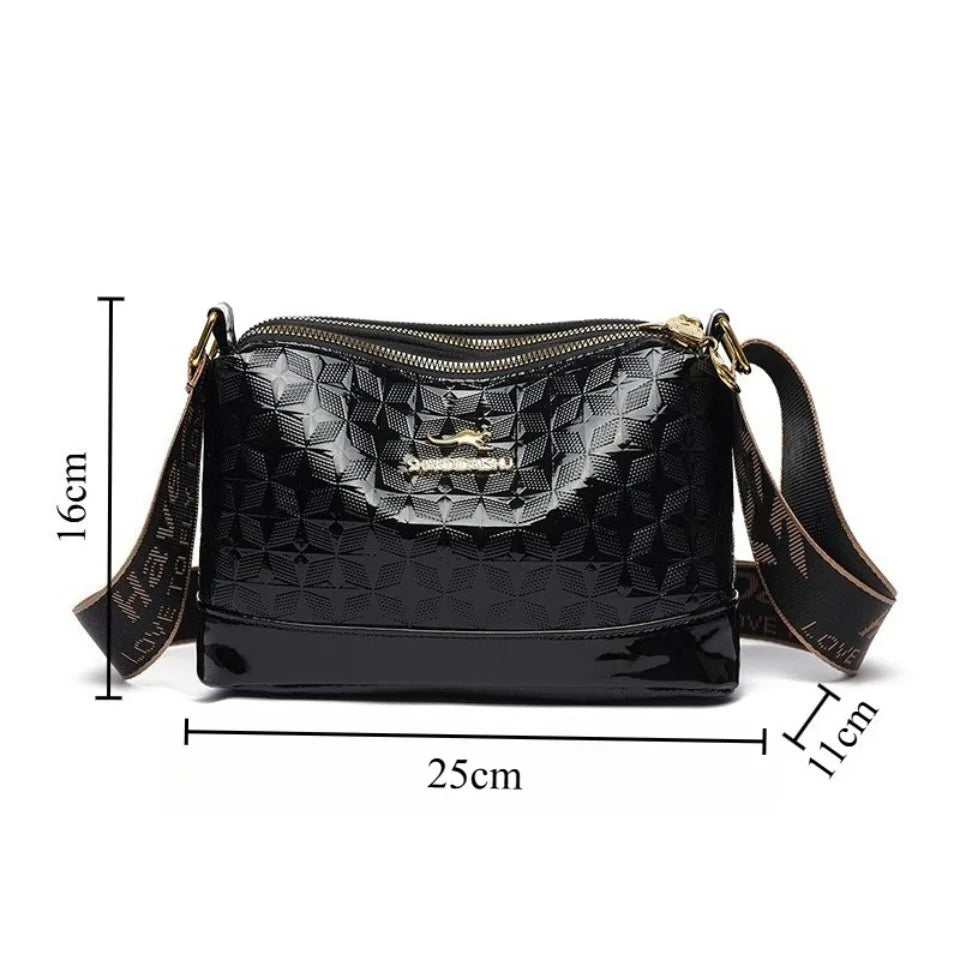 Patent Leather Crossbody Bag – Women's 3-Layer Designer Purse